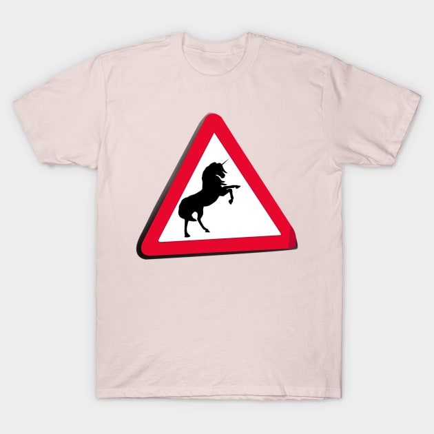 Unicorn Crossing T-Shirt by Fun Funky Designs